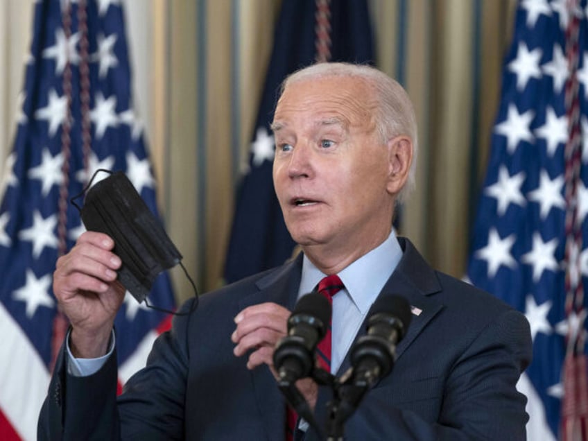 US President Joe Biden speaks during an event in the State Dining Room of the White House