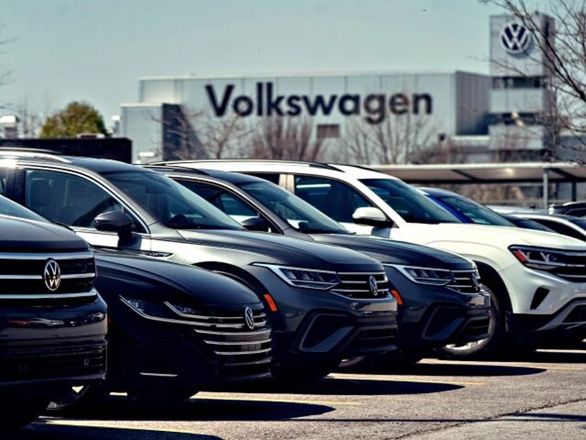 CHATTANOOGA, TENNESSEE - MARCH 20: Volkswagens are seen in the employee parking lot at the