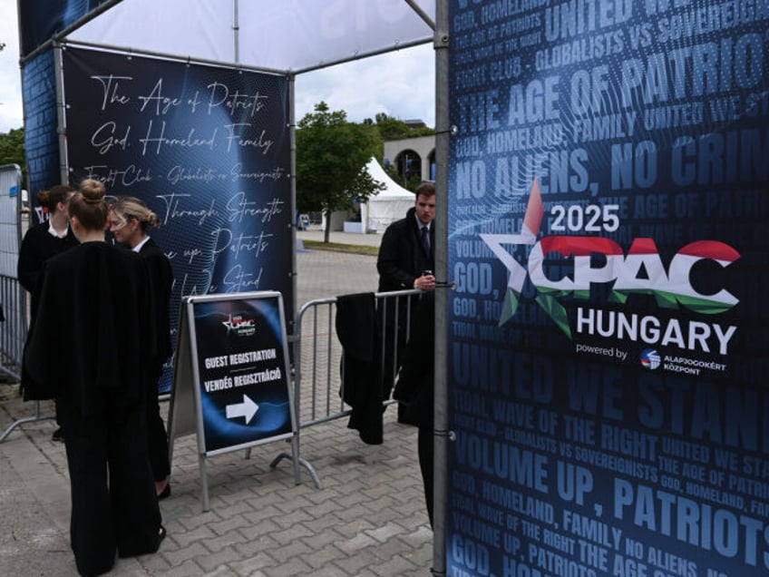 An image shot from outside shows the VIP entrance to the building of the Budapest Congress