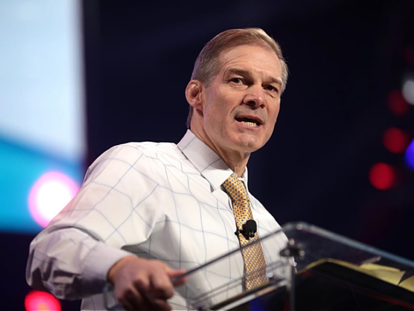 U.S. Congressman Jim Jordan speaking with attendees at the 2021 AmericaFest at the Phoenix Convention Center in Phoenix, Arizona.