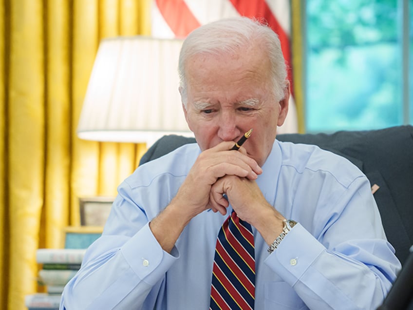 President Joe Biden participates in a phone call with Quint leaders Emmanuel Macron of Fra