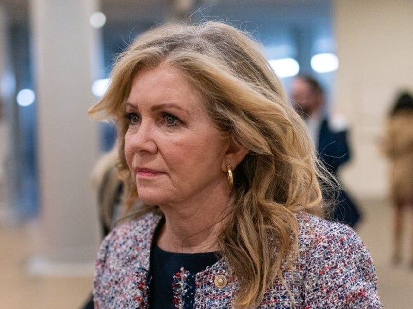 Senator Marsha Blackburn, a Republican from Tennessee, arrives to vote at the U.S. Capitol in Washington, DC, on Tuesday, April 5, 2022. Senate Democrats and Republicans struck a deal to provide $10 billion for Covid-19 vaccines and therapeutics after Democrats pulled a last-minute attempt to include global vaccination funds in …