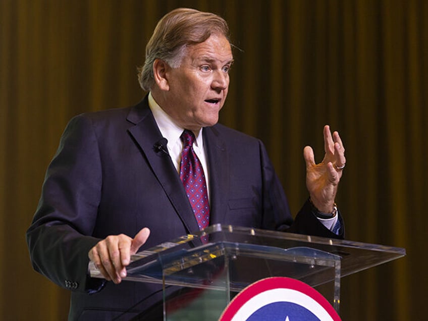 Former Representative Mike Rogers, a Republican from Michigan, speaks during the Palmetto