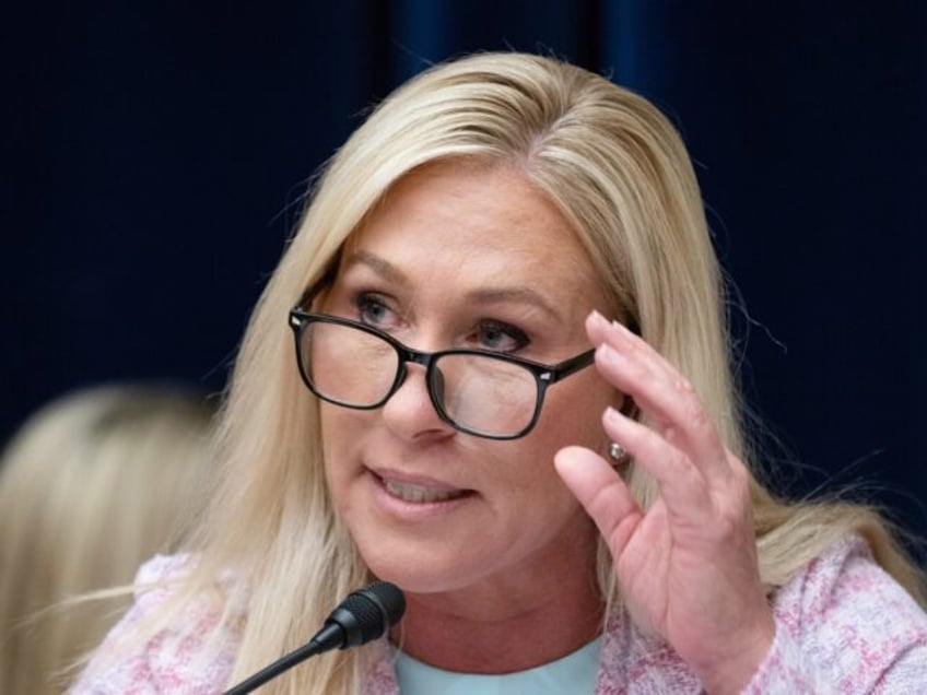 Rep. Marjorie Taylor Greene, R-Ga., speaks during a House Select Subcommittee hearing on t