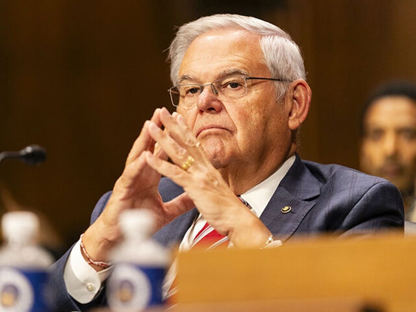 Senator Bob Menendez, a Democrat from New Jersey, during a Senate Judiciary Committee hear