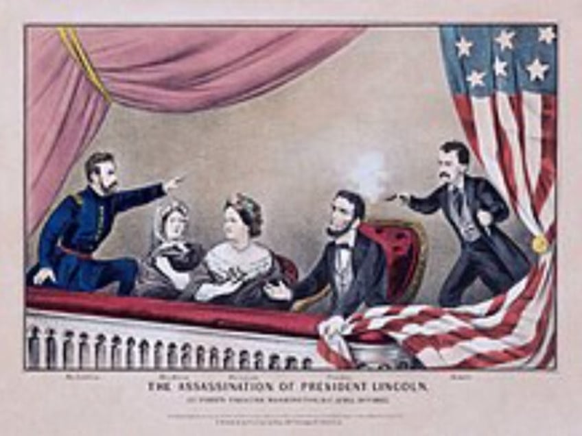 Currier and Ives depiction of Lincoln's assassination. L-to-r: Maj. Rathbone, Clara H