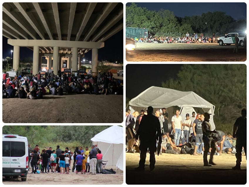 exclusive photos 1500 migrants cross into texas border town in 6 hours