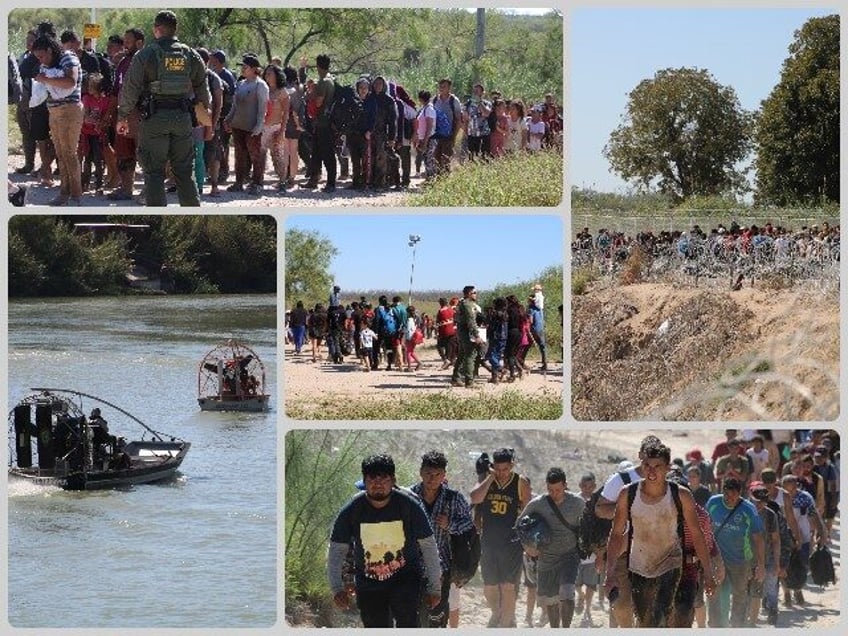 exclusive photos 169 migrants in single group cross into texas border town