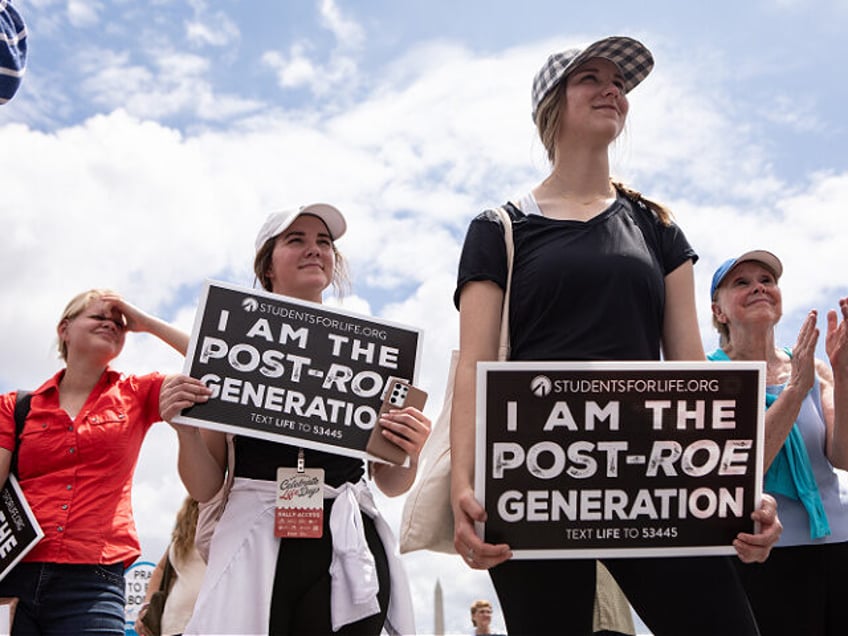WASHINGTON, DC - JUNE 24: Anti-abortion activists participate in a Celebrate Life Day Rall
