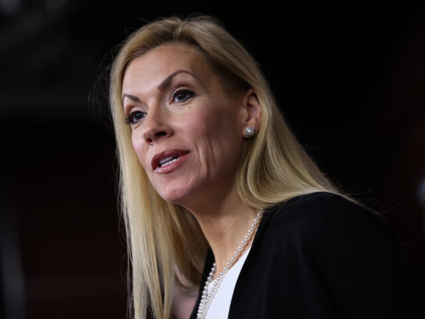 WASHINGTON, DC - FEBRUARY 14: U.S. Rep. Beth Van Duyne (R-TX) speaks at a press conference