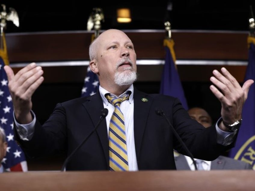 Rep. Chip Roy (R-TX) speaks during a news conference with the House Freedom Caucus on the debt limit negotiations at the U.S. Capitol Building on March 10, 2023 in Washington, DC. Members of the caucus held the news conference to say they would consider voting to raise the debt ceiling …