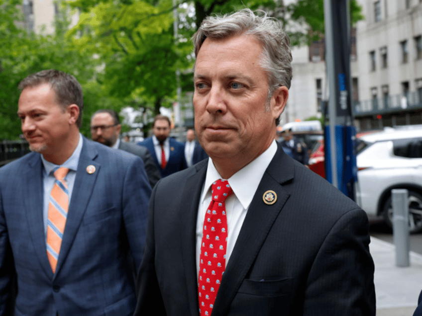 W YORK, NEW YORK - MAY 16: Rep. Andy Ogles (R-TN) arrives alongside other House Republican