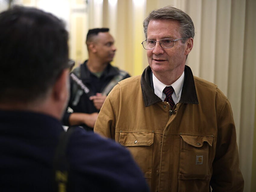 U.S. Rep. Tim Burchett (R-TN) talks to journalists at the U.S. Capitol on February 13, 202