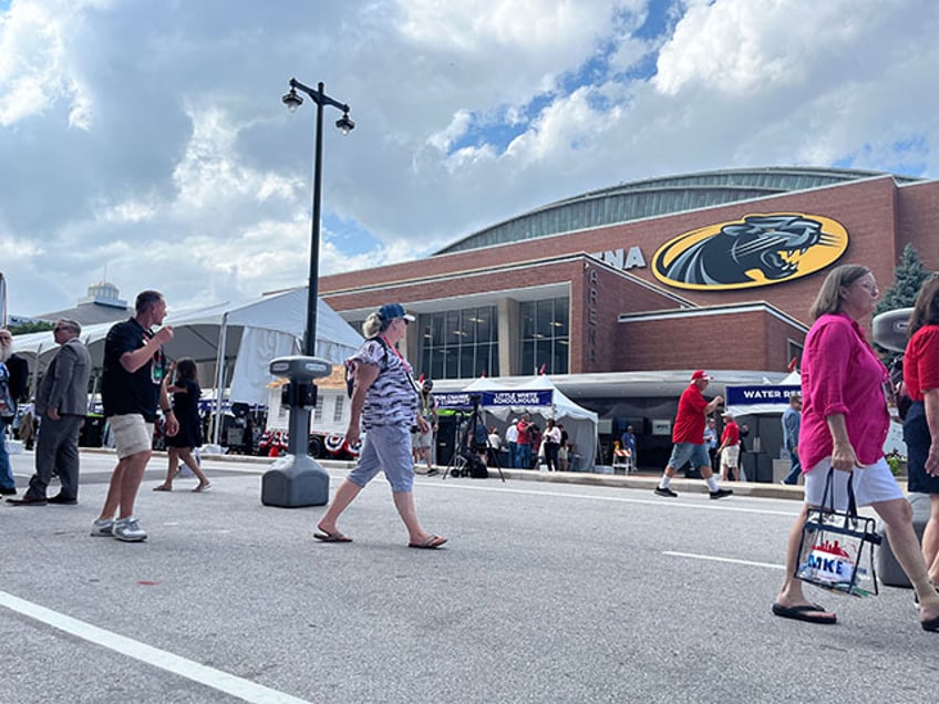 The scene outside Panther Arena in Milwaukee where Breitbart News interviewed several subjects for this story. (Nick Gilbertson/Breitbart News)