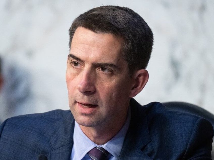 Sen. Tom Cotton, R-Ark., listens during the confirmation hearing for Lieutenant General Ti