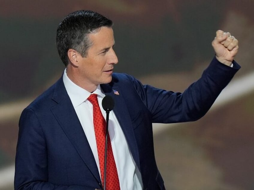 Bernie Moreno speaking during the second day of the Republican National Convention, Tuesda