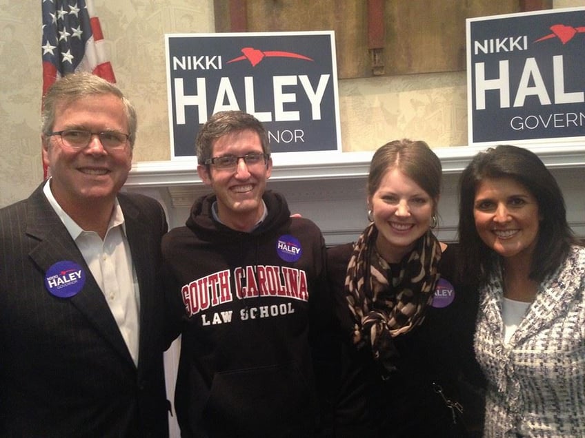 Morgan with Bush and Haley at a Haley campaign event. (Source: Provided to Breitbart News)