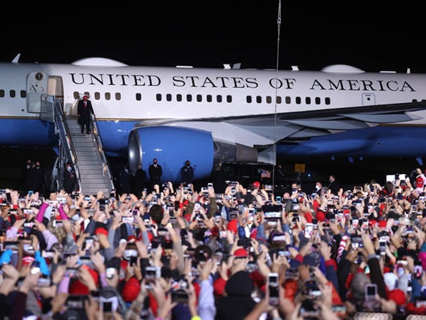 ROME, GEORGIA - NOVEMBER 01: U.S. President Donald Trump greets supporters as he walks off