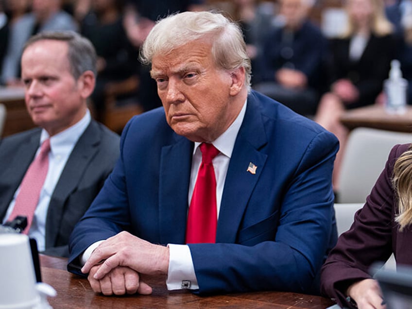 Former US President Donald Trump and Alina Habba, attorney for former President Donald Trump, right, during a trial at New York State Supreme Court in New York, US, on Tuesday, Oct. 17, 2023. Donald Trump is facing off against New York Attorney General Letitia James in a contentious civil trial …