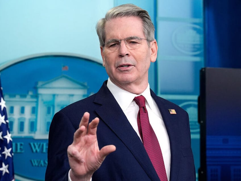 Scott Bessent, US treasury secretary, during a news conference in the James S. Brady Press