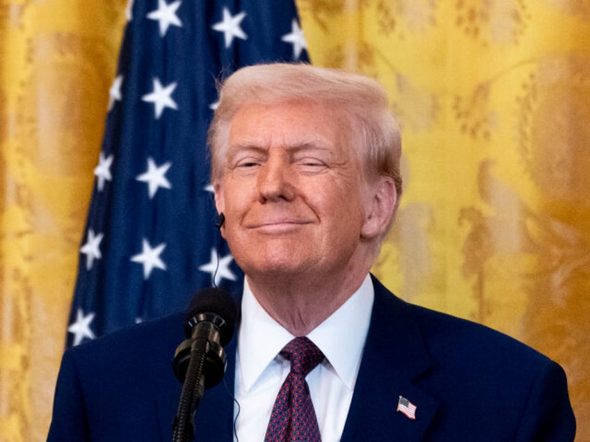 US President Donald Trump during a news conference with Narendra Modi, India's prime