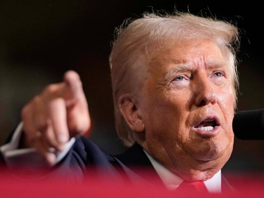 Republican presidential candidate former President Donald Trump speaks at a campaign rally