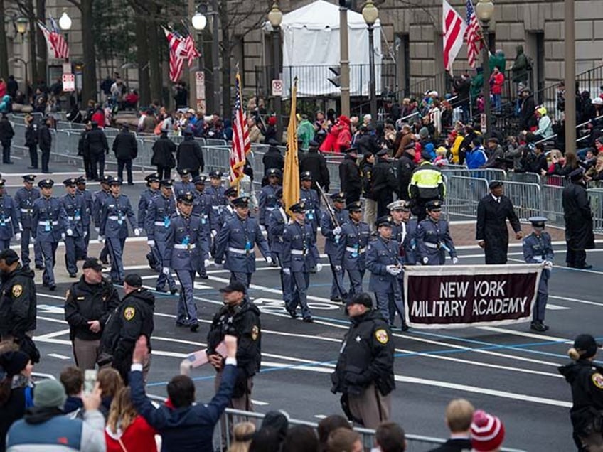 The New York Military Academy marches in the inaugural parade for President Donald Trump,