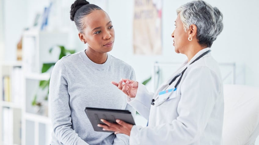 Woman at doctor