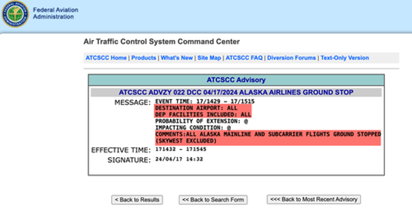 faa places alaska airlines on nationwide ground stop