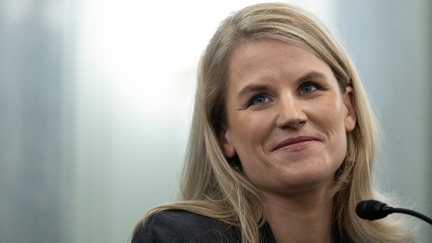 Former Facebook employee Frances Haugen testifies during a Senate Committee on Commerce, Science, and Transportation hearing entitled "Protecting Kids Online: Testimony from a Facebook Whistleblower" on Capitol Hill in October in Washington, D.C. 