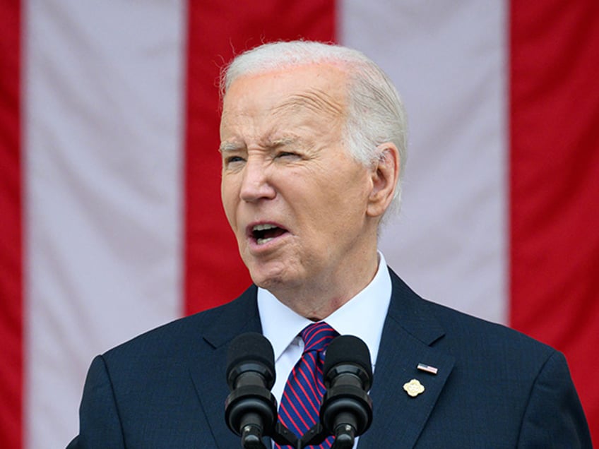 President Joe Biden speaks at the 156th National Memorial Day observance at Arlington National Cemetery in Arlington, Virginia, May 27, 2024. (Photo by Mandel NGAN / AFP) (Photo by MANDEL NGAN/AFP via Getty Images)