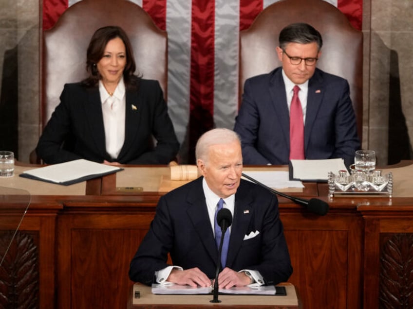 President Joe Biden speaks during the State of the Union address on Capitol Hill, Thursday