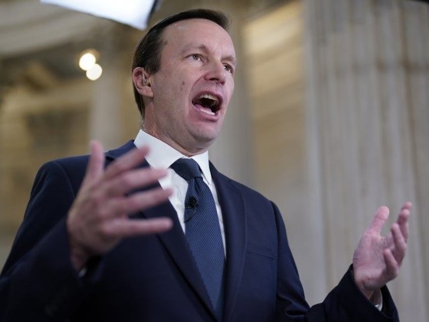 Sen. Chris Murphy, D-Ct., speaks during a morning television interview, Wednesday, May 25,