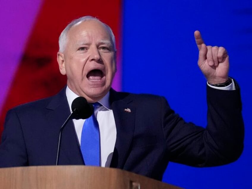 Democratic vice presidential nominee Minnesota Gov. Tim Walz speaks during the Democratic