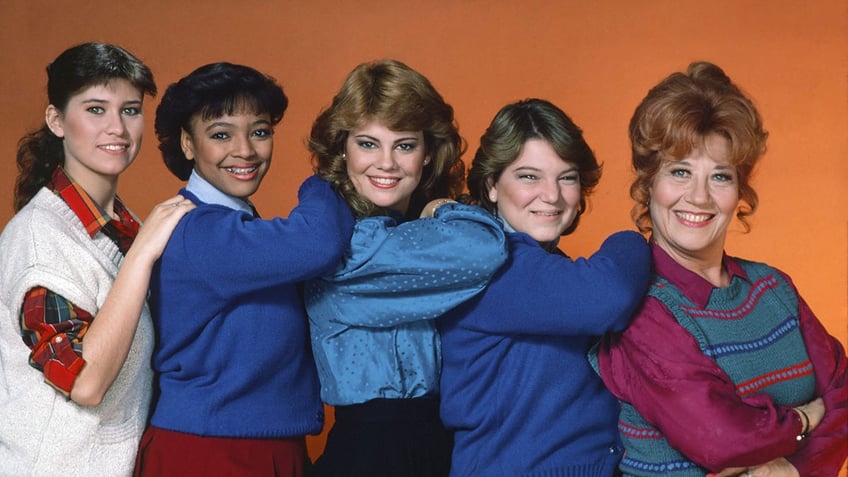 Nancy McKeon as Joanne 'Jo' Polniaczek, Kim Fields as Dorothy 'Tootie' Ramsey, Lisa Whelchel as Blair Warner, Mindy Cohn as Natalie Green, Charlotte Rae as Edna Garrett