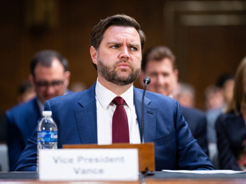 UNITED STATES - MARCH 4: Vice President JD Vance introduces Elbridge Colby, nominee to be