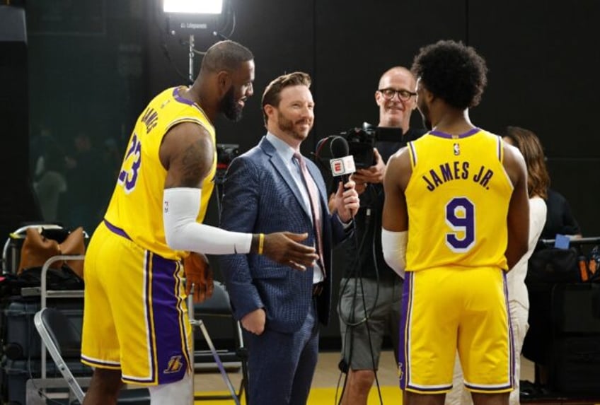 LeBron James (left) and eldest son Bronny (right) made their first appearance together for