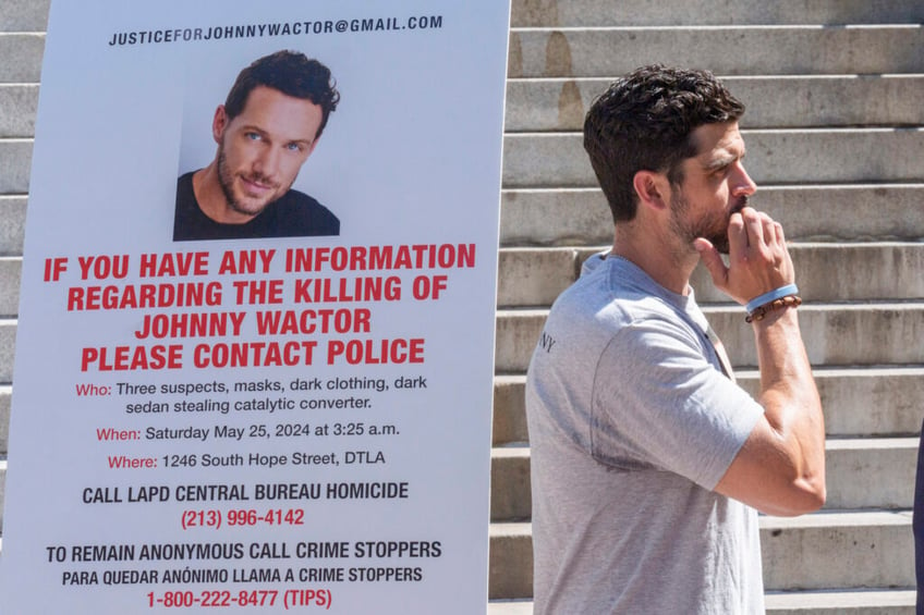 family and friends of general hospital star johnny wactor march on la city hall demanding action to find his killers