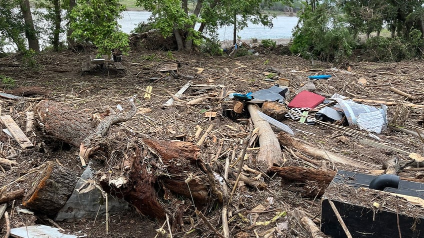 Debris behind Billy Gene's in Kerrville