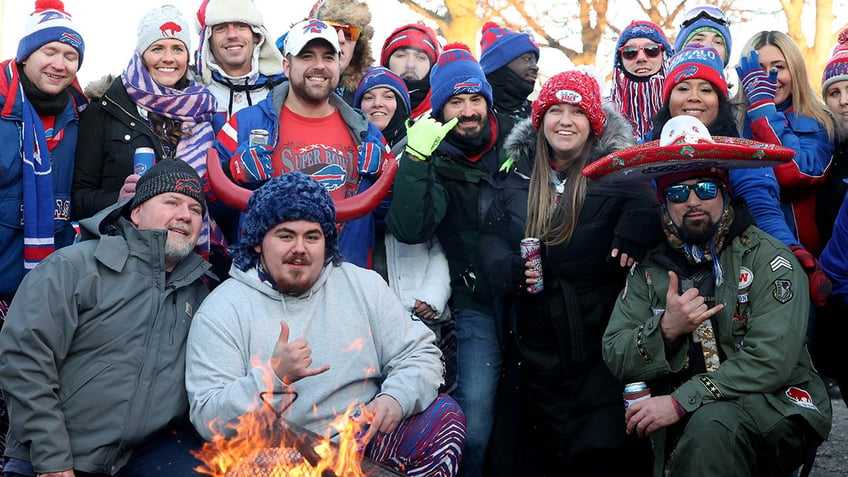 Bills fans pose for picture