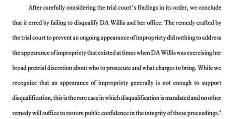 fani flushed court rules fulton da disqualified from trump election interference case