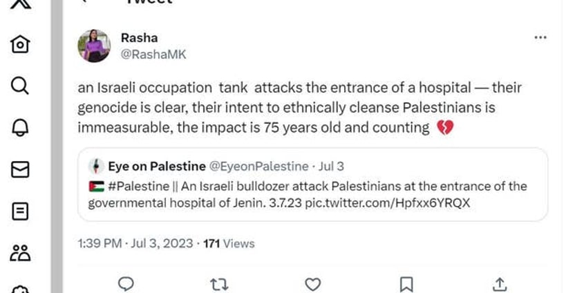 far left squad committee adviser accuses israel of committing genocide against palestinians