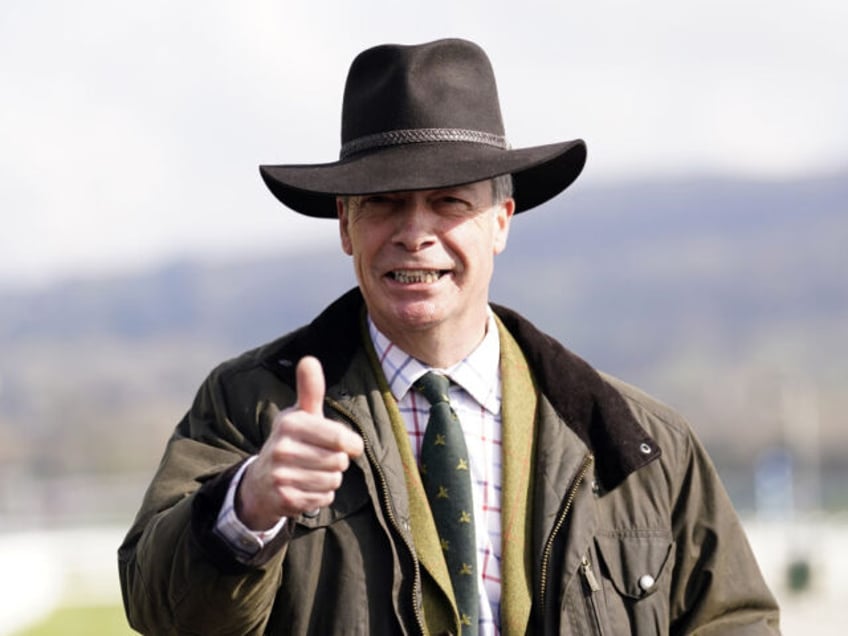 Nigel Farage on day four of the 2025 Cheltenham Festival at Cheltenham Racecourse. Picture