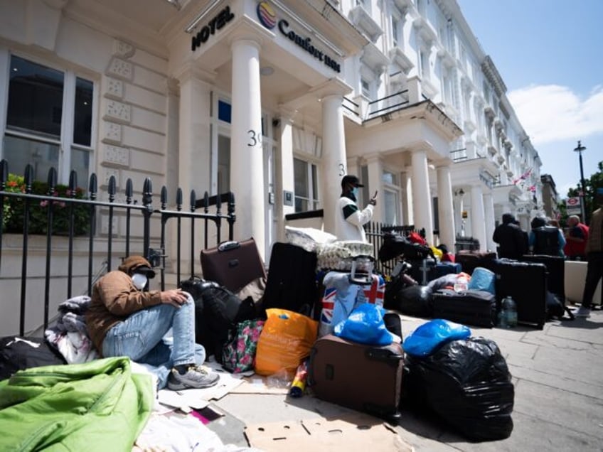A view of the scene outside the Comfort Inn hotel on Belgrave Road in Pimlico, central Lon