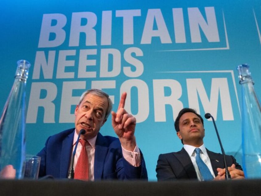 LONDON, ENGLAND - FEBRUARY 5: Nigel Farage, leader of Reform UK, speaks during a Reform UK