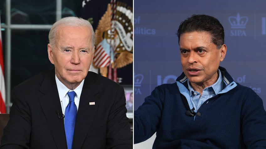 Joe Biden and Fareed Zakaria split image