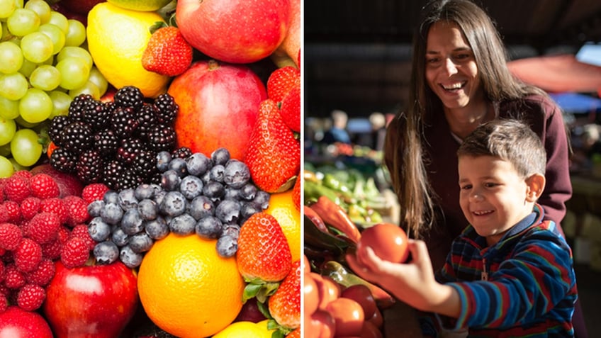 Fresh fruit and farmers market visitors