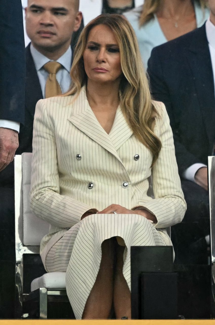 fashion notes first lady melania trump attends army parade in adam lippes suit christian louboutins