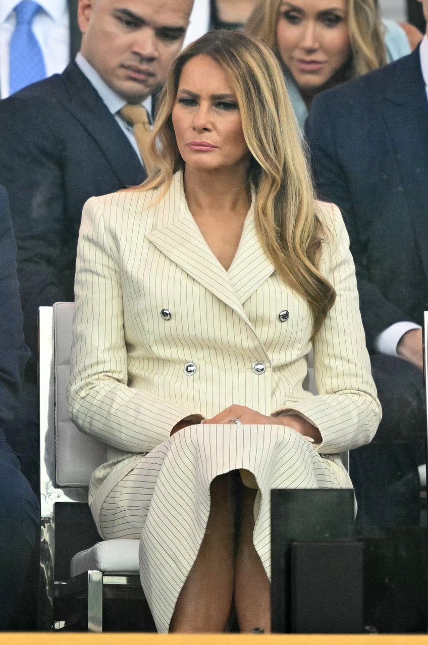 fashion notes first lady melania trump attends army parade in adam lippes suit christian louboutins