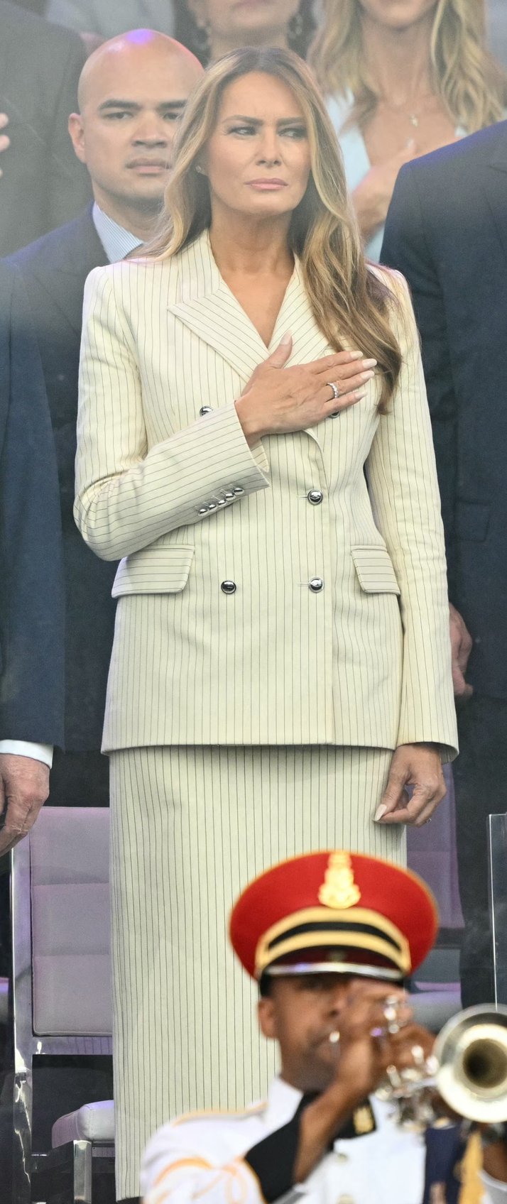 fashion notes first lady melania trump attends army parade in adam lippes suit christian louboutins
